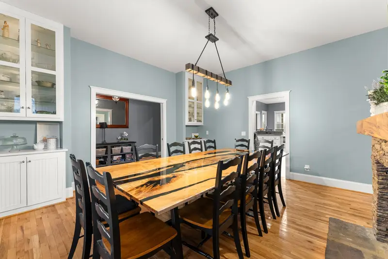 Dining room with live edge table